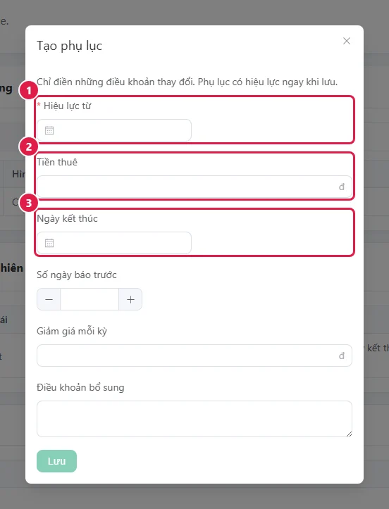 Tạo phụ lục