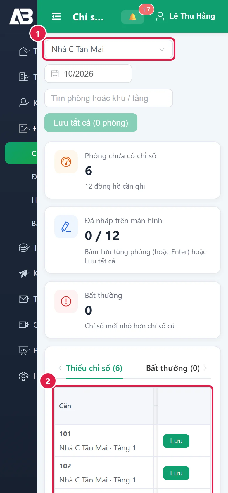 Ghi chỉ số trên điện thoại