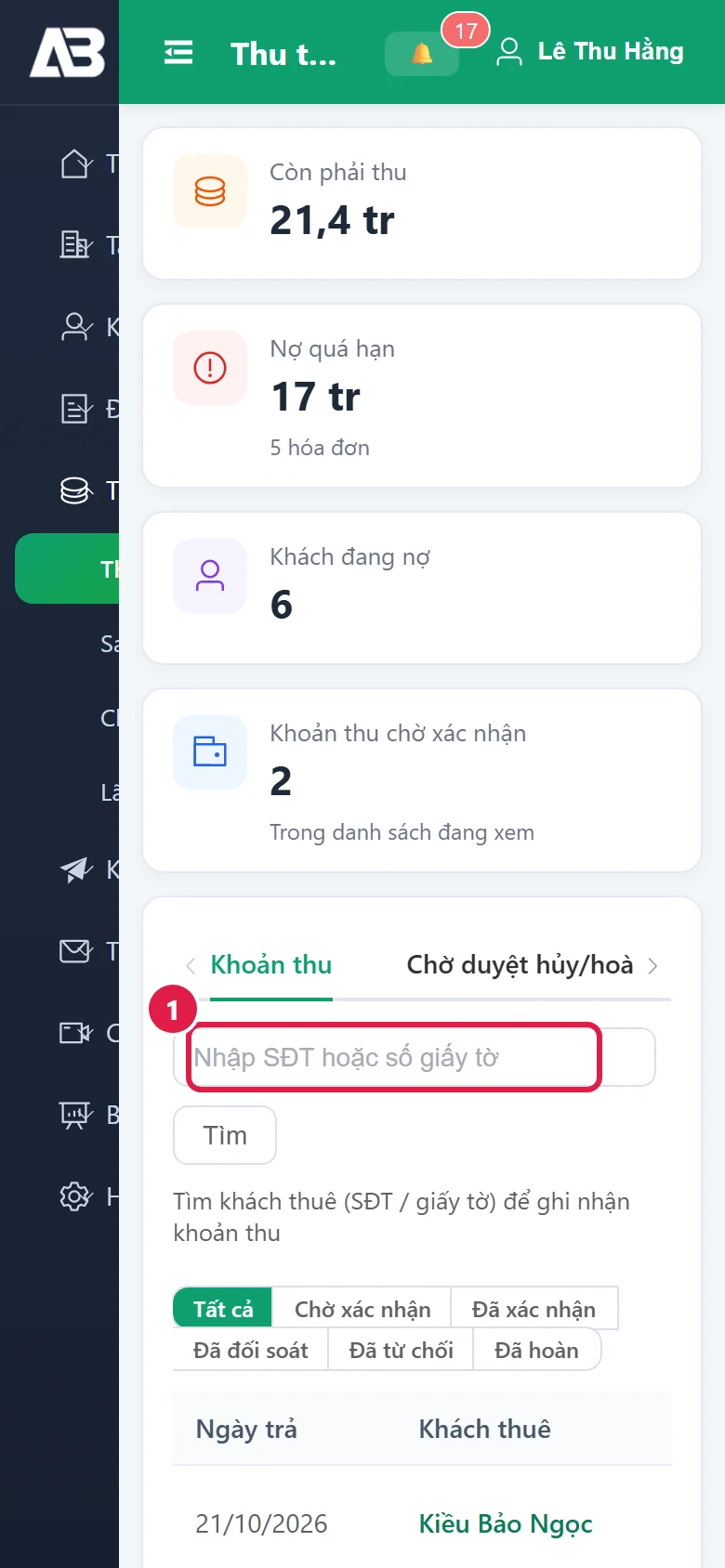 Thu tiền trên điện thoại